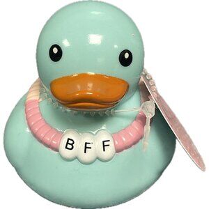 2025 Target Bullseye Valentine's Rubber Duck Blue w/BFF Bead Necklace NEW